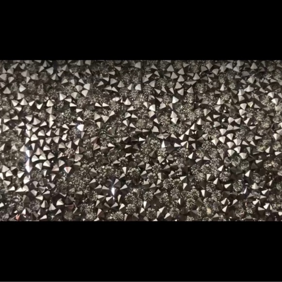 Silver Rhinestone Evening Clutch Bag with short and long strap - Picture 9 of 11